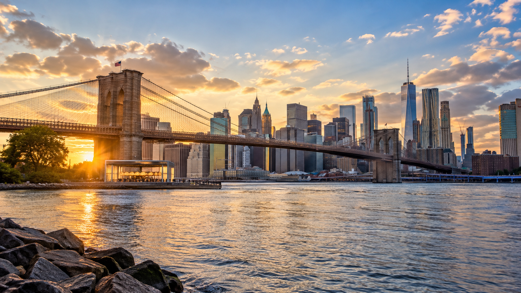 Skyline di New York e Statua della Libertà