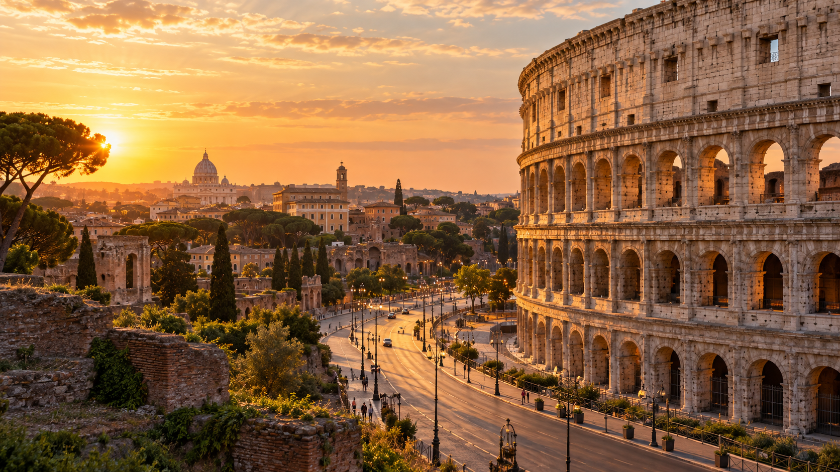 Veduta di Roma con il Colosseo