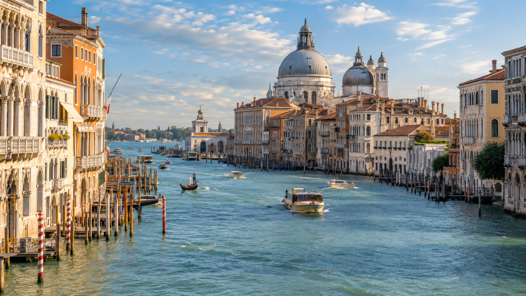 Canale di Venezia con gondole